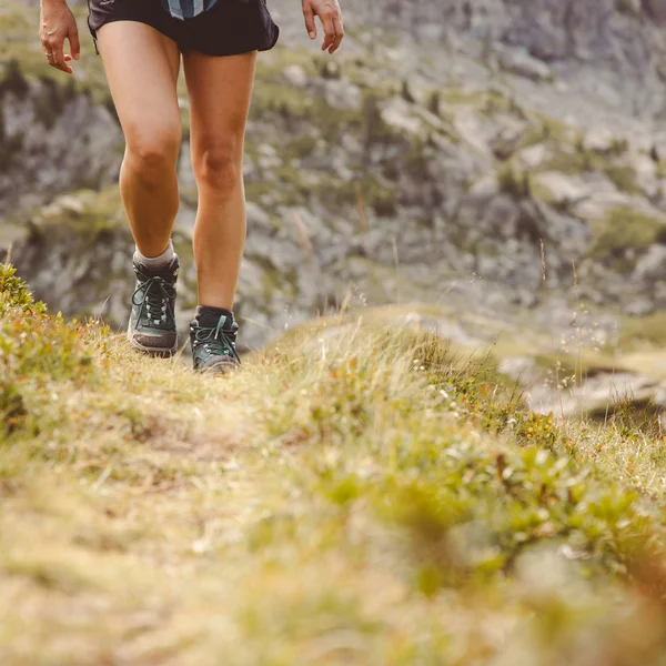 Le foto dell’Elgus Nature Retreat Persona che cammina su sentiero erboso in montagna con scarpe da trekking