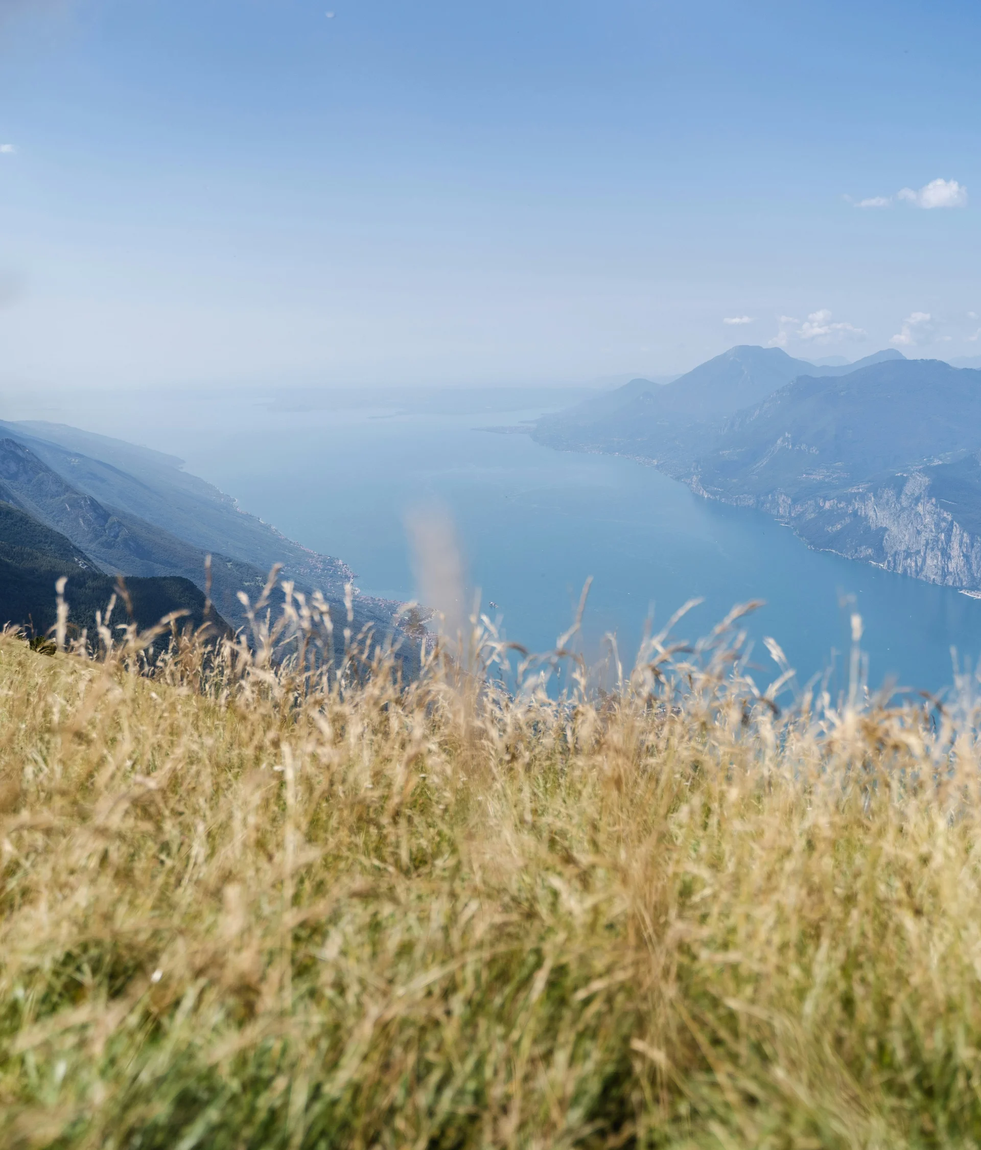 Hotel per single in Trentino Prato in primo piano con vista su lago e montagne sullo sfondo